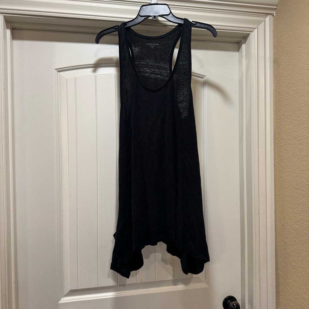 Eileen Fisher Tunic Black Tank Top Petite Medium Pockets